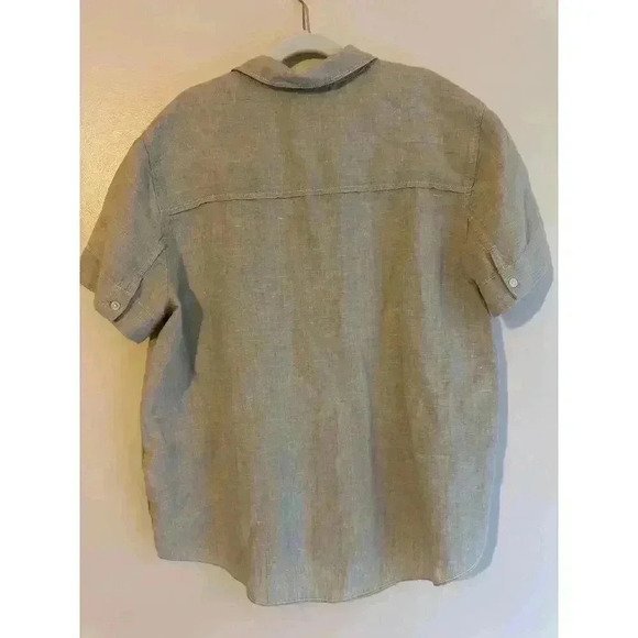 J. Crew 100% Linen Collared V-Neck Short Sleeved Blouse Lagenlook Size small - Picture 2 of 4